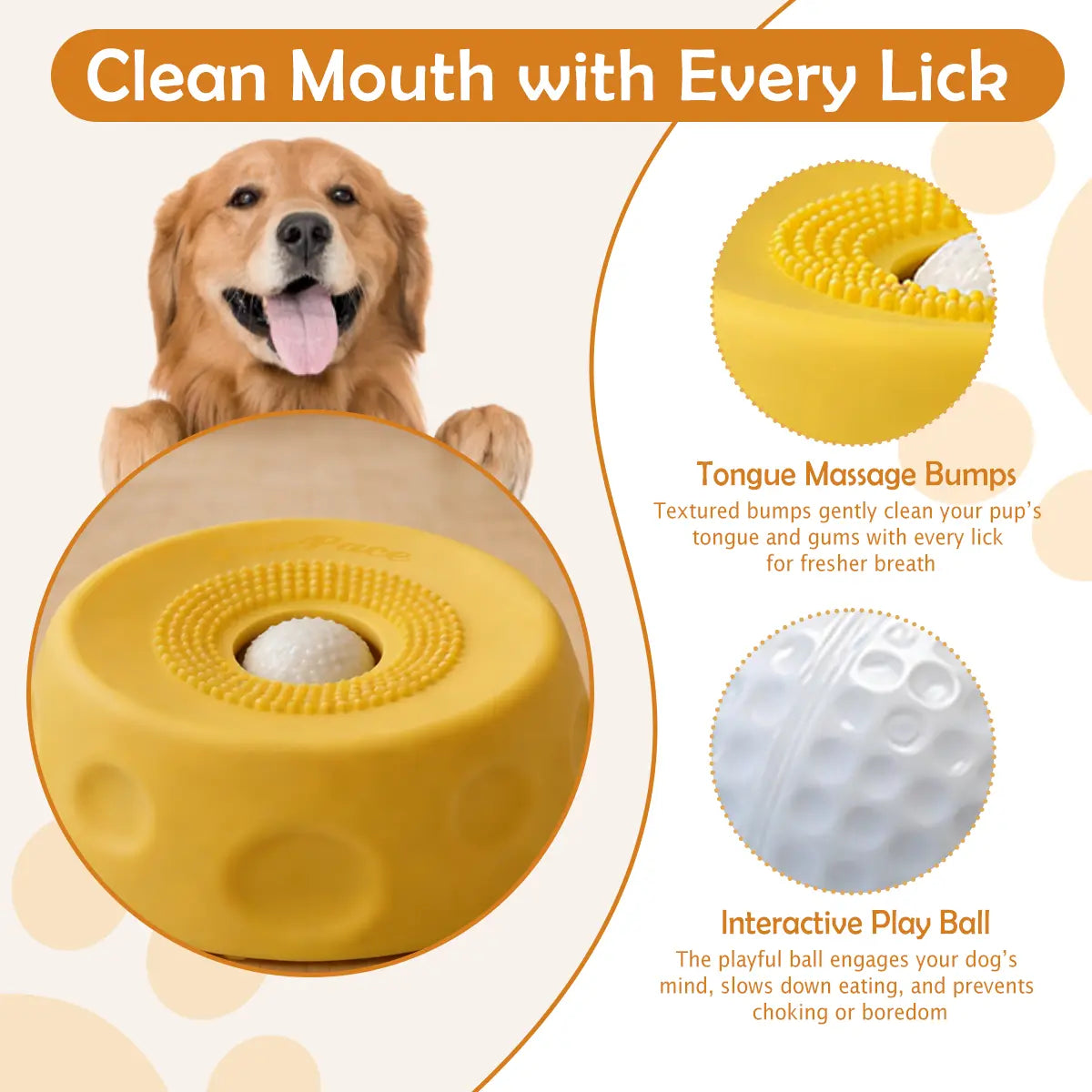 Pawpace Multi Purpose Dog Bowl,Dog Liquid Slow Feeder,Lick Bowl with Ball ,Oral Hygiene & Tongue Cleaning,8 Suction Cups,No Mess Liquid Treat Enrichment Bowl for Dogs Petlovers
