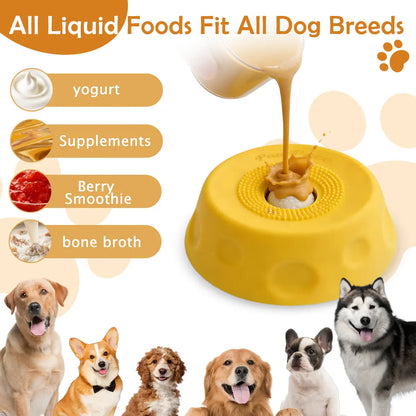 Pawpace Multi Purpose Dog Bowl,Dog Liquid Slow Feeder,Lick Bowl with Ball ,Oral Hygiene & Tongue Cleaning,8 Suction Cups,No Mess Liquid Treat Enrichment Bowl for Dogs Petlovers