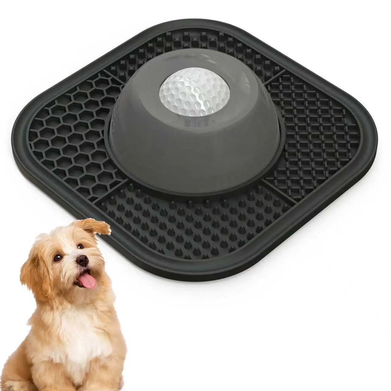 PLOSIF Slow Feeder Dog Bowls for Liquid Treat, Anti-Slip【Entertained Ball-In】 Bone Broth Dog Lick Bowl, 3/4 Cup Yogurt Pup Lick Toy for Large Medium Small Breeds Dietary Supplement/Post-Op Nutrition Pet Stuff Dogaccessories